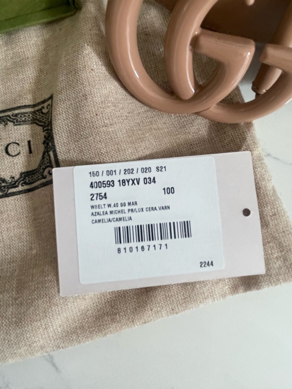 Gucci Beige Patent Double G Buckle Belt - Brand New - Picture 5 of 5